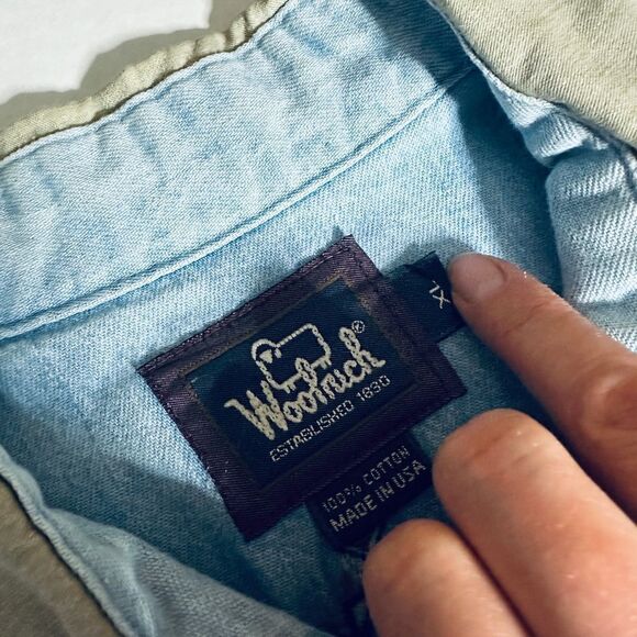 Vintage Woolrich Southwestern Double Sided Tribal Embroidered Bleach Denim Top - Picture 9 of 14